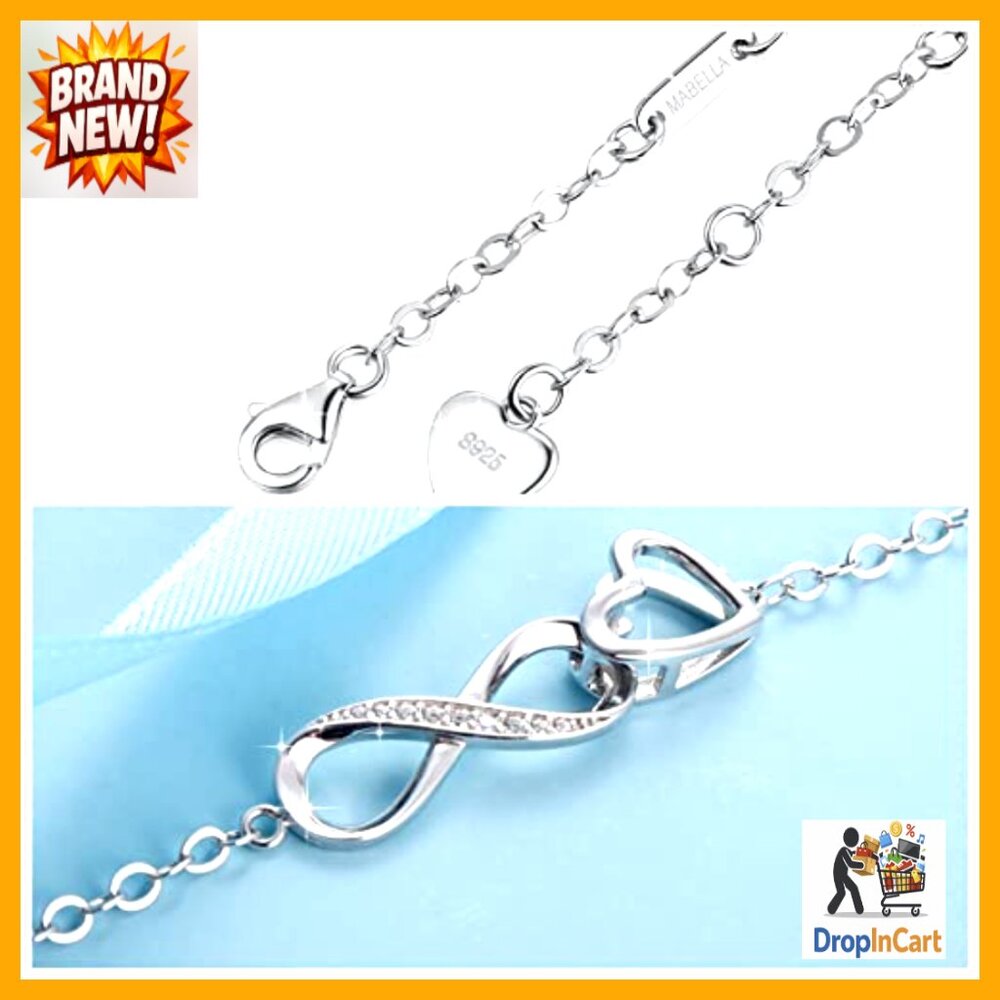 Adjustable Sterling Silver Anklet Infinity Heart … - image 2